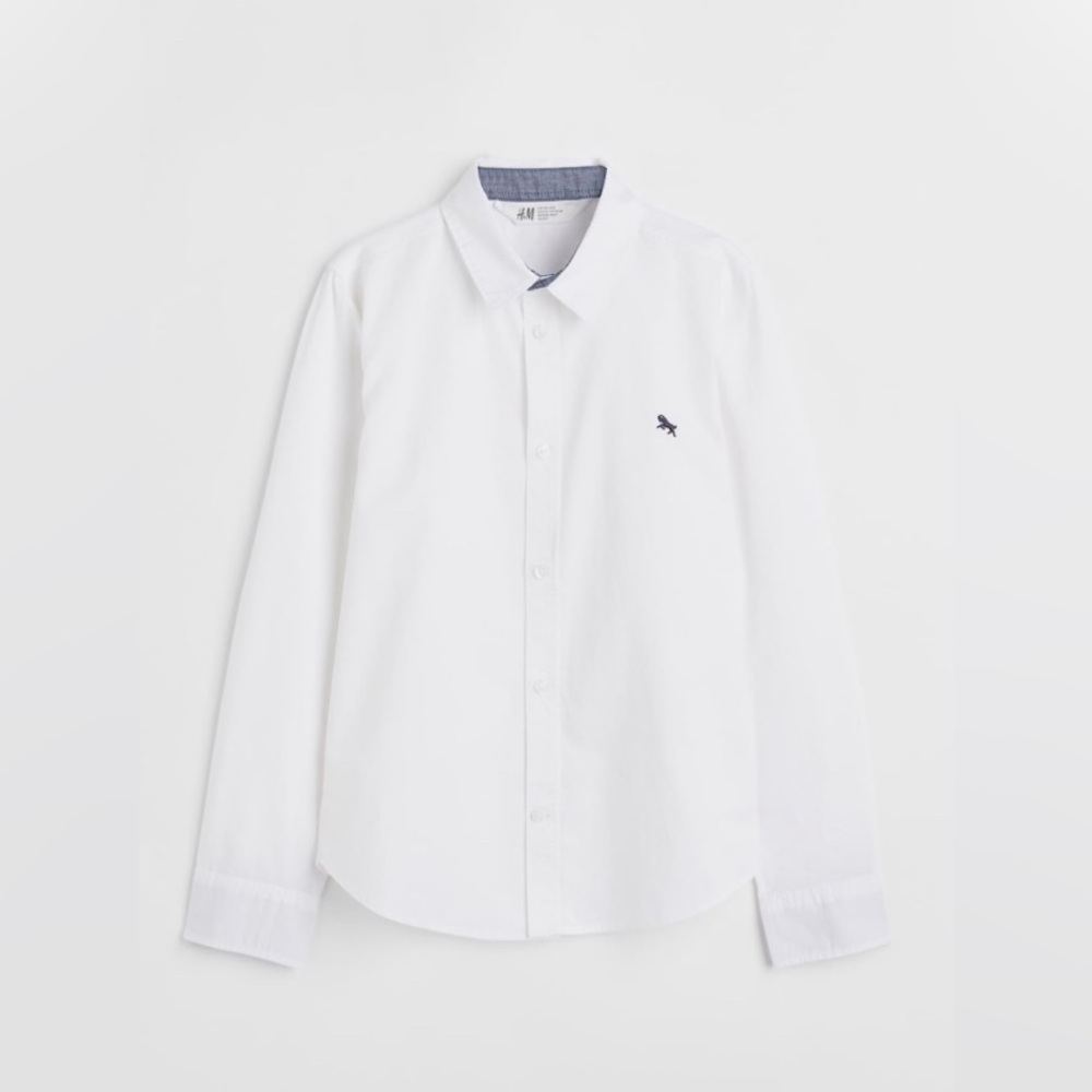 H&M White Cotton Casual Button-Down Shirt